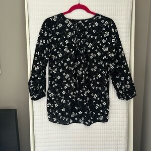 NYDJ Black and White Floral Blouse